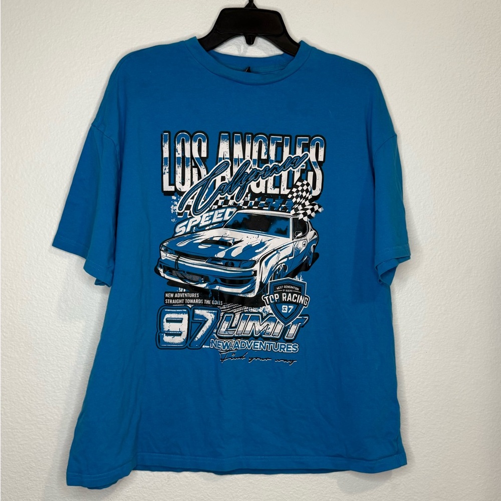 Blue Los Angeles Speed Graphic Tee - Casual Men’s Shirt